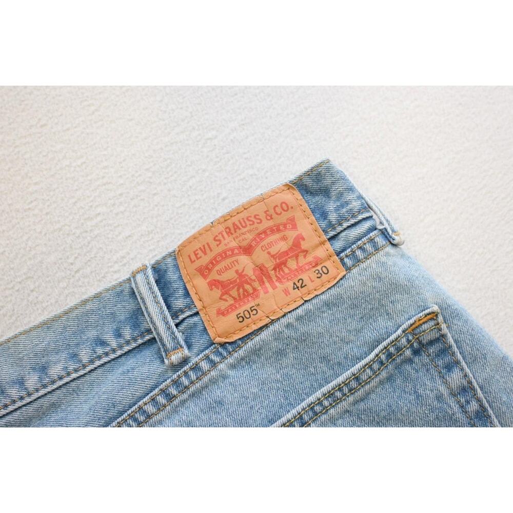 Levi's 505 Regular Fit Straight‎ Blue Rugged Denim Jeans Mens Size 42 x 30